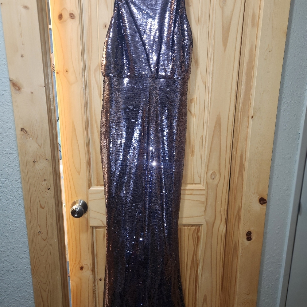 Lulu's Sequin Embellished Dress - Purple and Blue